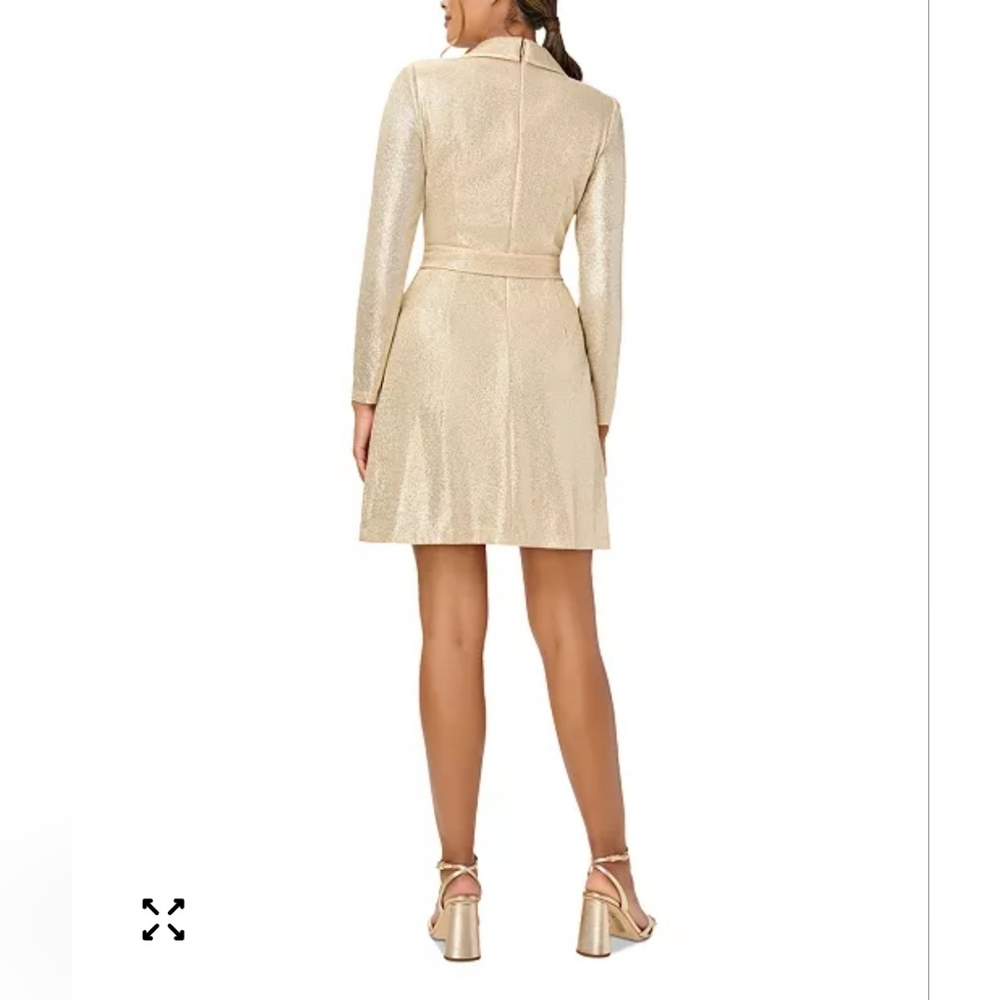 Adrianna Papell Women's Metallic-Knit Tuxedo Dress - Picture 3 of 8